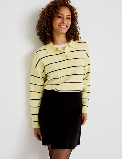 Jupe &eacute;vas&eacute;e en maille noir femme