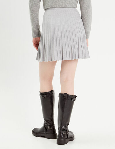 Jupe évasée plissée gris clair femme