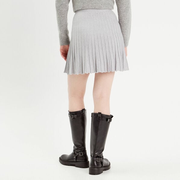 jupe evasee plissee gris clair femme Jupe évasée plissée gris clair femme