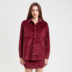 Chemise oversize en velours bordeaux femme