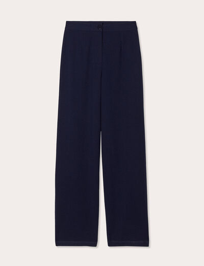 Pantalon large bleu marine femme