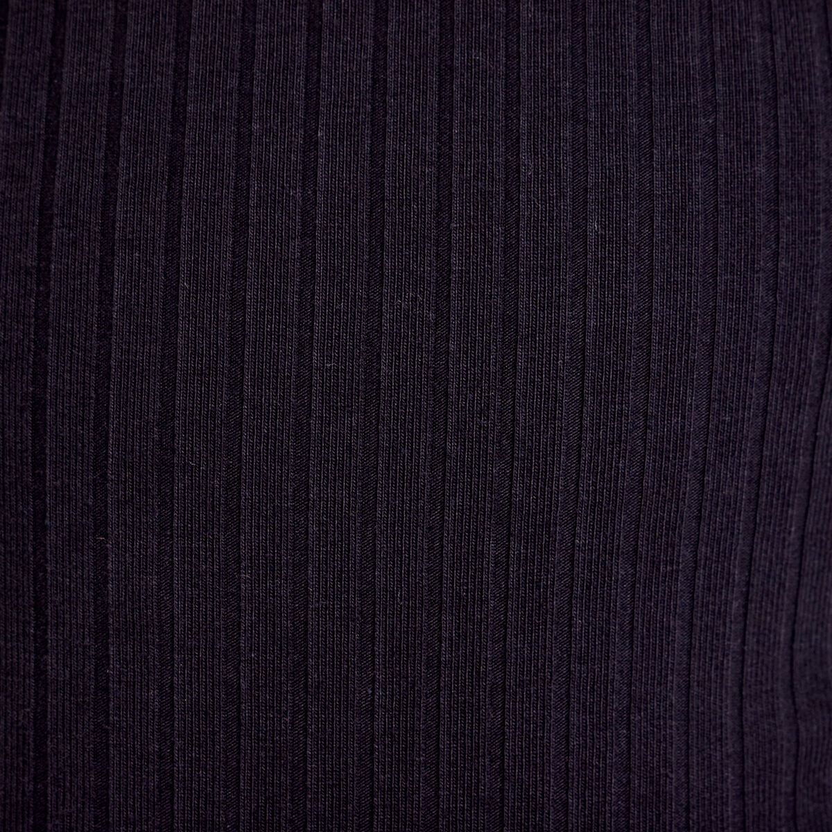 T-shirt côtelé col montant noir femme