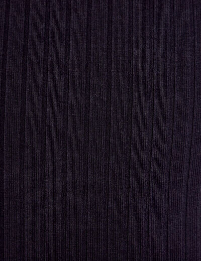 T-shirt côtelé col montant noir femme