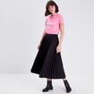 Jupe midi évasée plissée noir femme