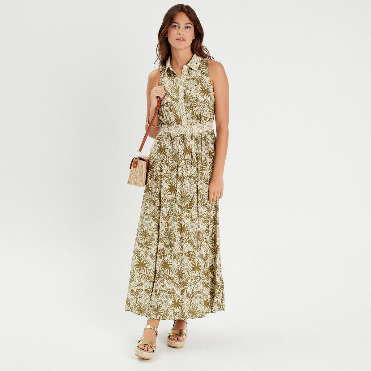 Robe longue sans manches blanc femme