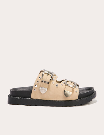 Sandales plates cloutées sable femme