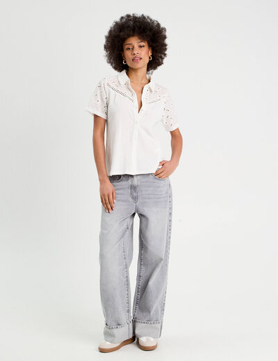 Chemise broderie anglaise ecru femme