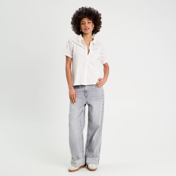 Chemise broderie anglaise ecru femme