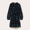 Robe courte &eacute;vas&eacute;e col V manches longues noir femme