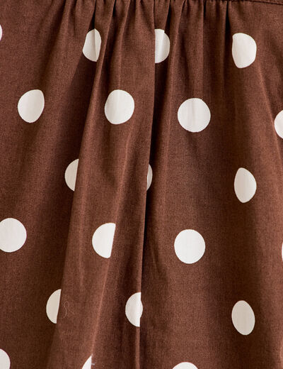 Chemise droite manches longues marron femme