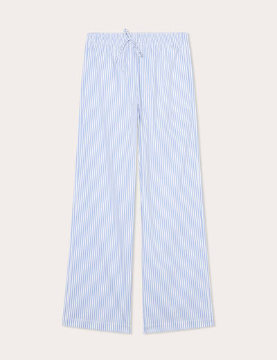 Pantalon large élastiqué bleu foncé femme