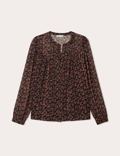 Blouse manches longues marron femme