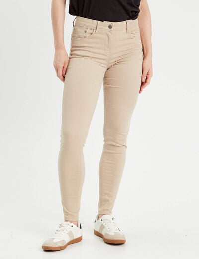 Jeans slim 5 poches taupe femme