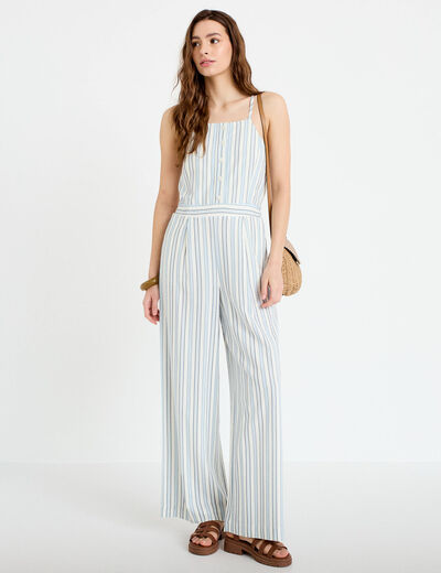 Combinaison large col am&eacute;ricain blanc femme