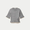Pull col rond manches courtes gris clair femme