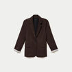 Blazer cintr&eacute; manches longues marron fonc&eacute; femme