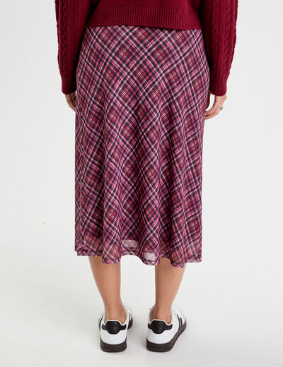 Jupe longue évasée rouge cerise femme
