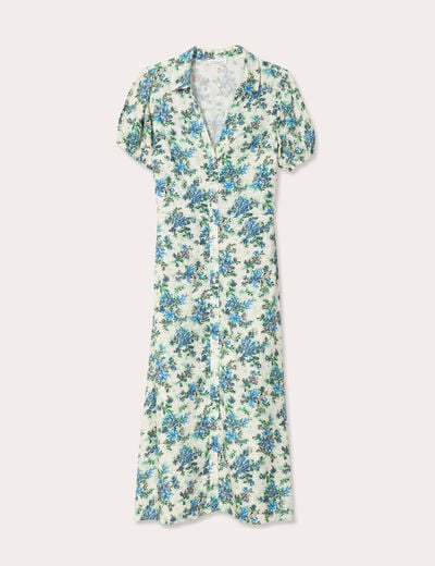 Robe chemise longue droite blanc femme