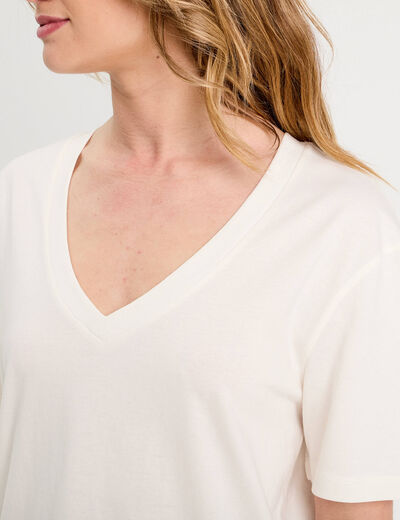 T-shirt manches courtes ecru femme