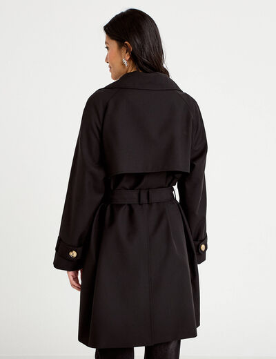 Trench col montant manches longues noir femme