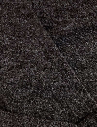 Cache-coeur droit manches longues gris fonc&eacute; femme