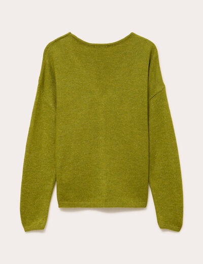 Gilet boutonn&eacute; avec col en V vert fonc&eacute; femme