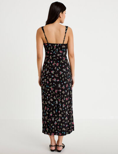 Robe d&eacute;collet&eacute; bretelles aspect dentelle noir femme