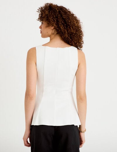 D&eacute;bardeur p&eacute;plum cintr&eacute; col coeur ecru femme