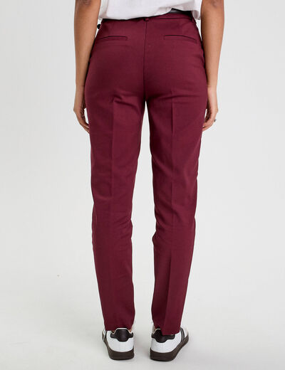 Pantalon cigarette ceinturé violet foncé femme