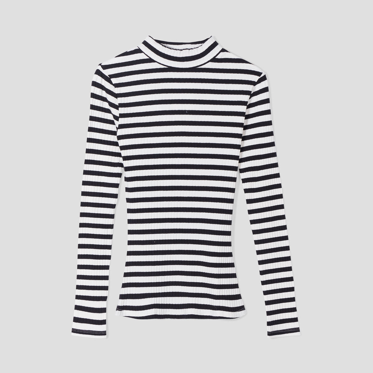 T-shirt cintré col montant noir femme