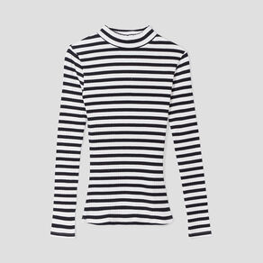 T-shirt cintré col montant noir femme