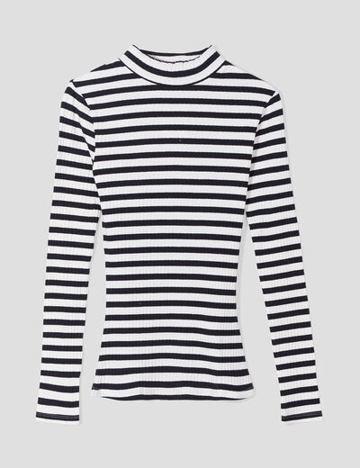 T-shirt cintré col montant noir femme