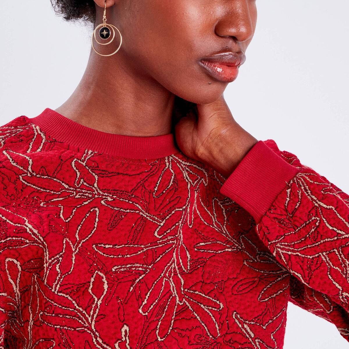 Sweat manches longues rouge femme