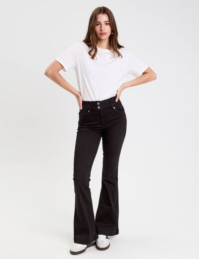 Jeans bootcut taille haute denim noir femme