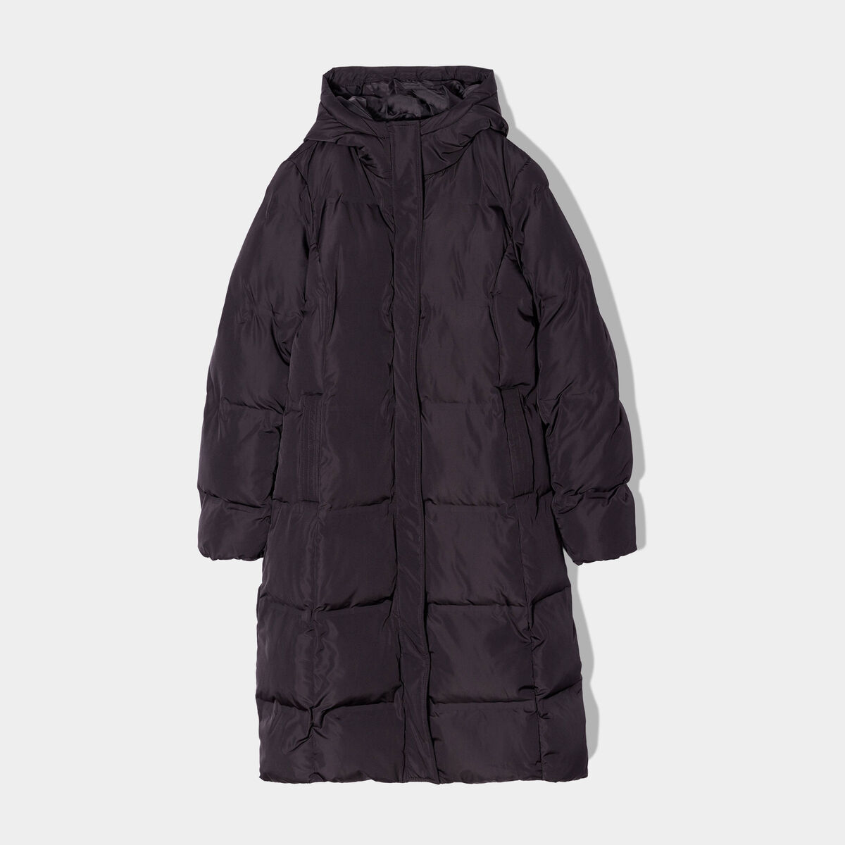 Doudoune longue à capuche noir femme