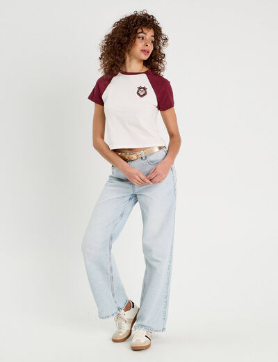 T-shirt manches courtes ecru femme