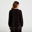 Blouse droite col rond manches longues noir femme