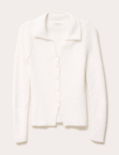 Gilet coupe ajust&eacute;e ecru femme