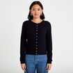 Gilet ajour&eacute; manches longues bleu marine femme