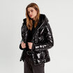 Doudoune aspect vinyle noir femme