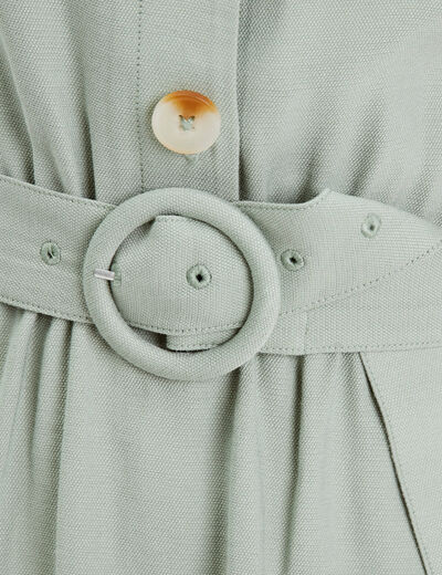 Robe évasée ceinturée vert pastel femme
