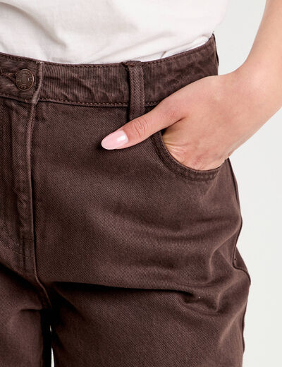 Pantalon barrel marron foncé femme