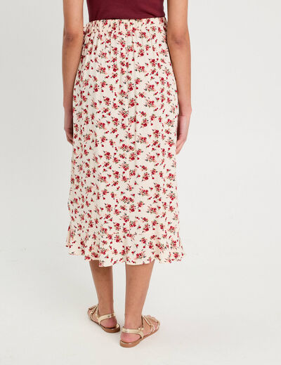 Jupe longue portefeuille blanc femme