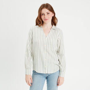 chemise manches longues contenant du lin vert femme Chemise manches longues contenant du lin vert femme