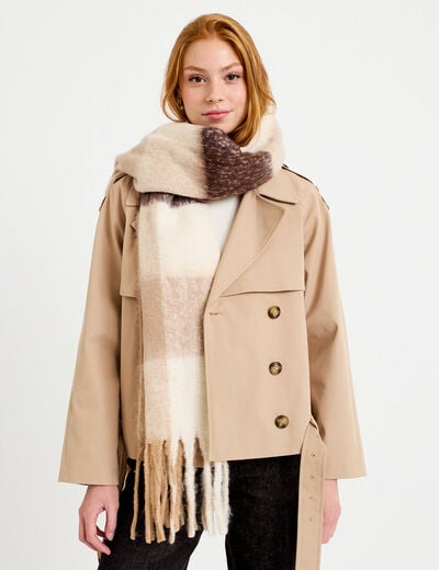 &Eacute;charpe plaid ivoire femme