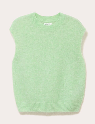 Pull sans manches vert pastel femme