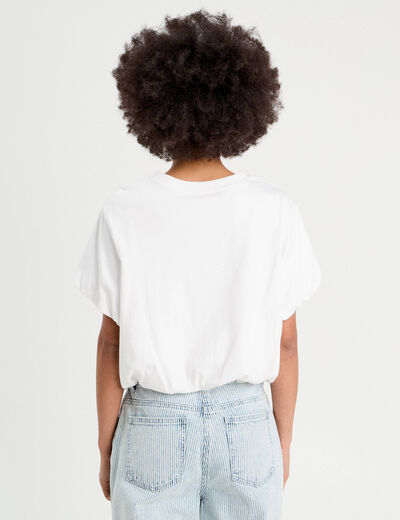T-shirt effet boule blanc femme