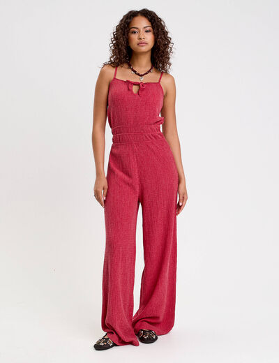 Combinaison large stretch rouge foncé femme