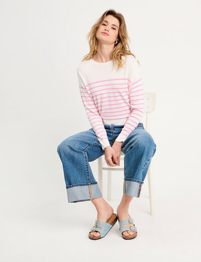 Pull manches longues rose fushia femme