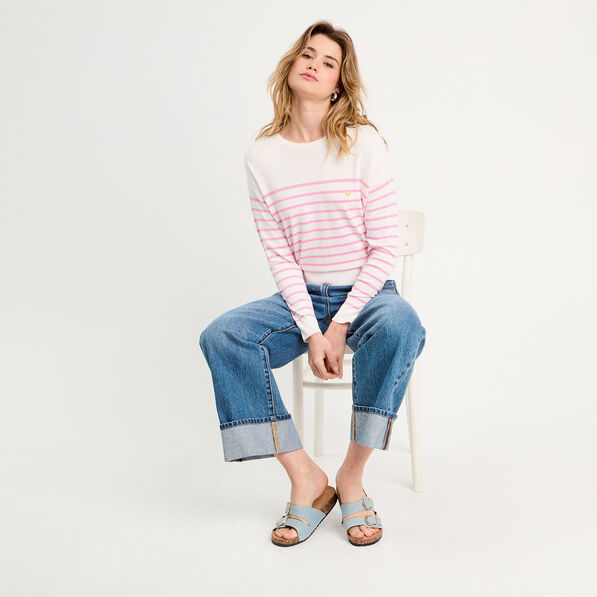 Pull manches longues rose fushia femme
